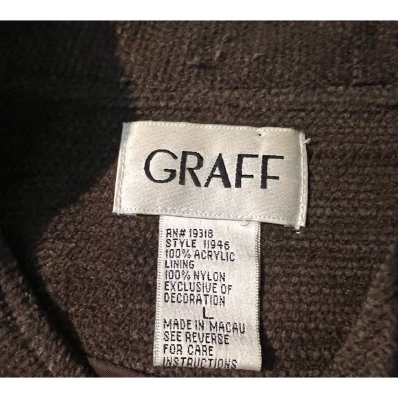 Women's Vintage GRAFF Cardigan Sweater Brown Tan Patchwork Embroidered Size L - Picture 5 of 10